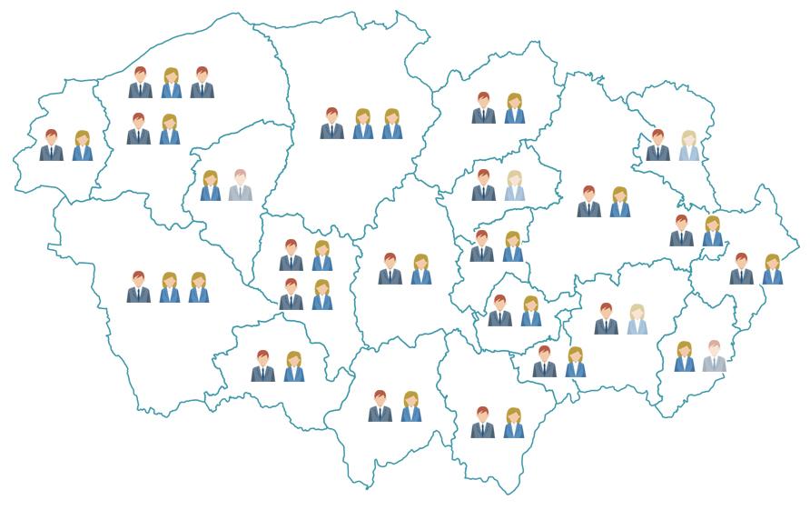 La répartition des élu(e)s par communes