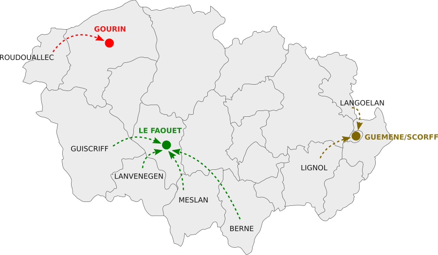 Les circuits vers les marchés de Guémené/Scorff, Gourin et Le Faouët