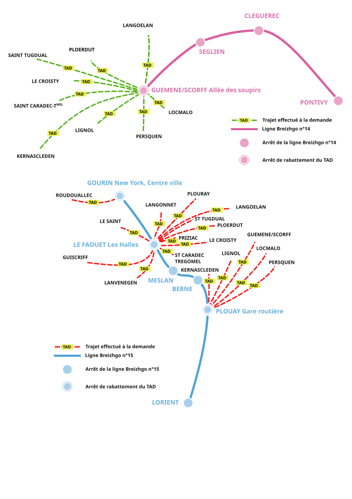 RMCom à la demande : rabattage sur les lignes BreizhGo 14 et 15